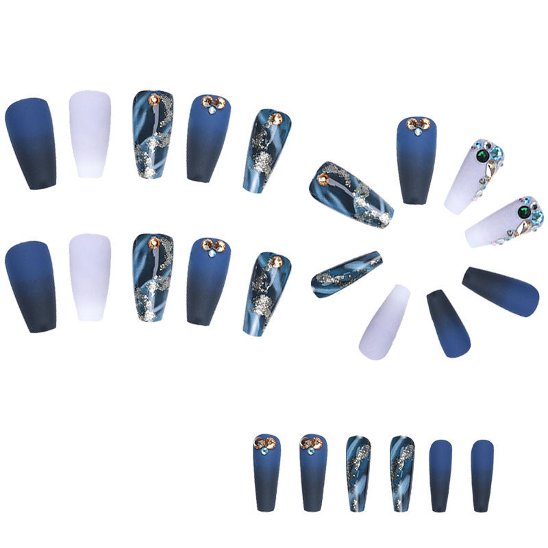 Pegatinas de uñas de oro de damero de color azul oscuro de lujo de lujo de lujo de lujo.